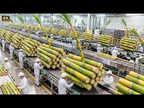 Inside a Giant Cane Sugar Factory: How Fresh Sugarcane Becomes Shiny Crystal Sugar (Full Process)