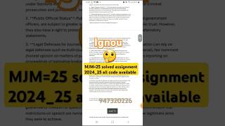 MJM=25 all solved assignment pdf available and other material//#mjm=25 #ignou #assignment2024_25