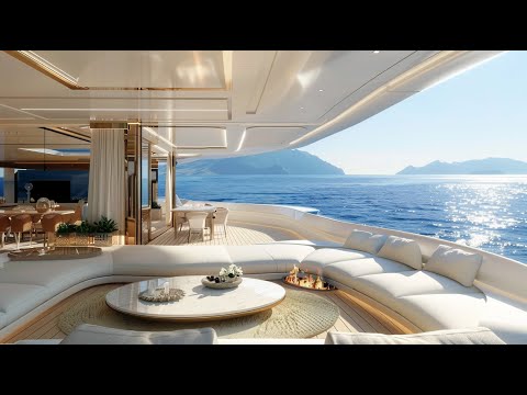 Cozy Luxury Yacht with Crackling Fireplace - Soft Piano Music