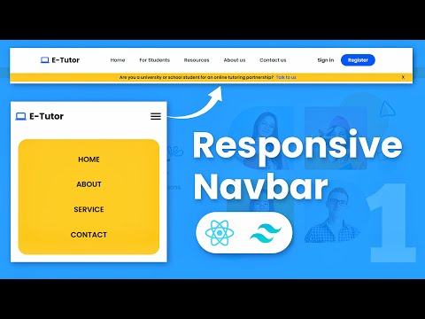Build a Responsive Navbar using ReactJS and Tailwind CSS | E-Tutor Navbar