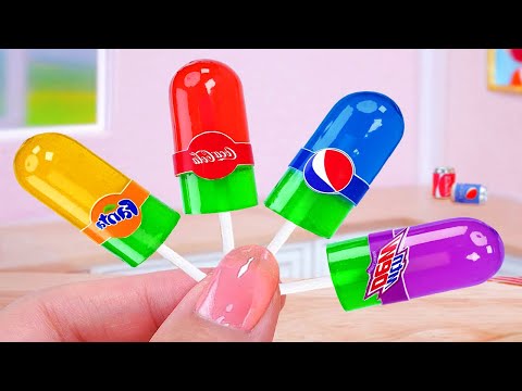 Colorful mini coca cola, pepsi, fanta jelly from fruits - easy rainbow jelly cake ideas to try
