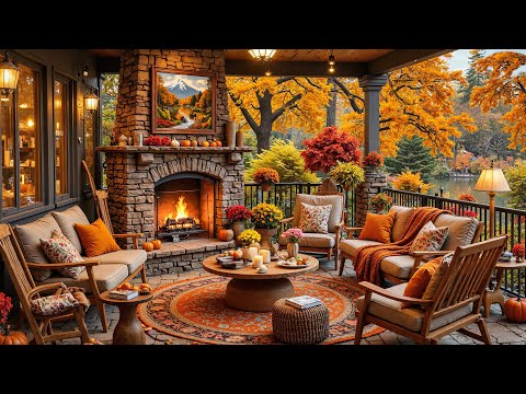 Cozy Fall Cottage Ambience 🍂 Soothing Piano Jazz, Gentle Rain & Warm Fireplace Sounds for Relaxation