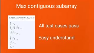 Max contiguous subarray all test cases pass #ccbp