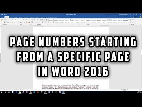 Page numbers starting from a specific page in Word 2016 tutorial for beginners