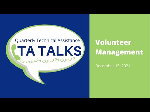 TA Talk - Volunteer Management