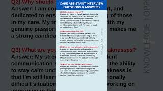 Care Assistant Interview Questions and Interview