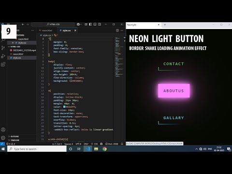 CSS Snake Border Effects || Neon light button animatoin effects use in CSS ||  Tutorial for beginers