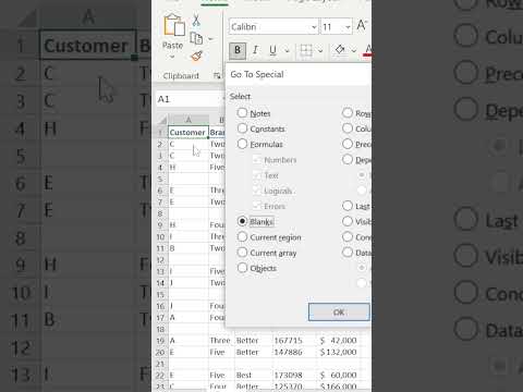 Delete Blank Rows in Excel with Shortcuts #shorts