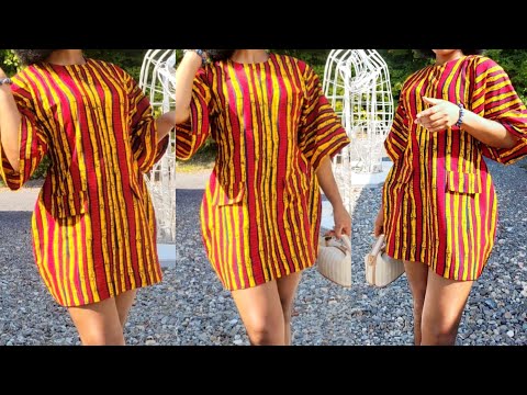How To cut and sew a mini structured Ankara dress with bell sleeves |BEGINNER FRIENDLY