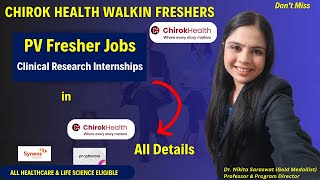 Chirok Health Medical Coding Walkin Freshers | Pharmacovigilance Jobs | Syneos hiring Interns