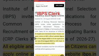 IBPS Clerk Vacancy Notification 2025How to ibsp clerk form fill up!! ibsp clerk syllabus #exam #job
