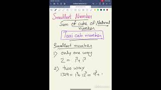 Smallest Number, Taxicab Number, A Sum of Cubes Exploration #TaxicabNumber #MathLovers #FunWithMath