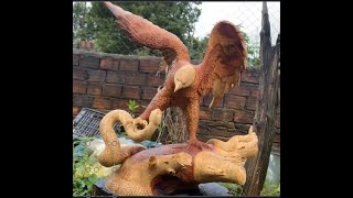 Step by step making eagle solid wood carving by WoodHomeArtDesign