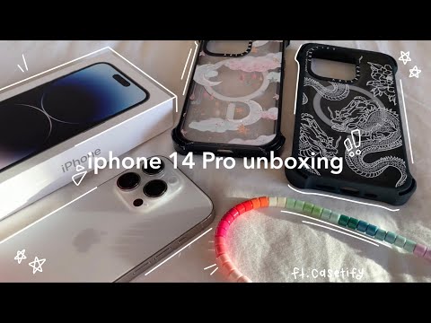 iphone 14 pro unboxing 🌿🎧[aesthetic homescreen, unboxing, + ft. casetify]