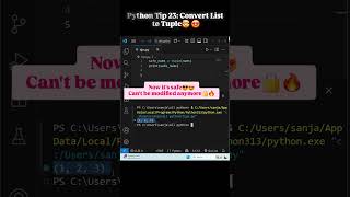 Python Trick 23: Make Your List Immutable in 1 Line! 🔒🐍 #coding #pythontips #coding #programming