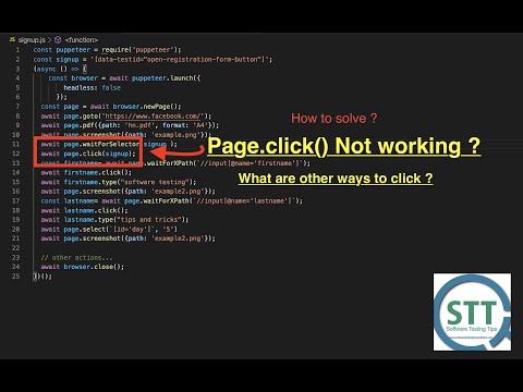 Puppeteer page.click() is not working