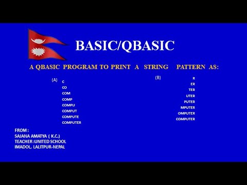 A QBASIC PROGRAM TO PRINT GIVEN STRING PATTERN