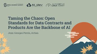Taming the Chaos: Open Standards for Data Contracts and Products Are the Back... Jean-Georges Perrin