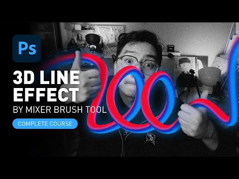 3D Line Effect by Mixer Brush Tool - Happy 100 Subscribers [Photoshop Fun Effects for Beginner]