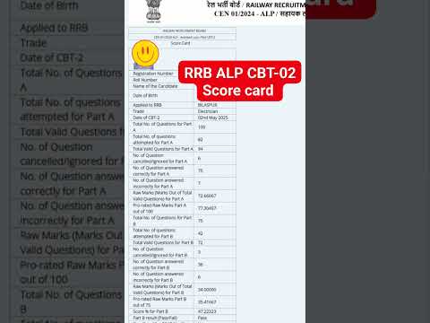 🚆 RRB ALP CBT-02 Score Card Out! |CBAT & Psycho Exam Date 2025।#result #rrb ##shorts #viralvideo