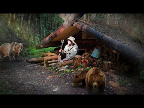 bushcraft shelter building! Camping In A TINY DUGOUT