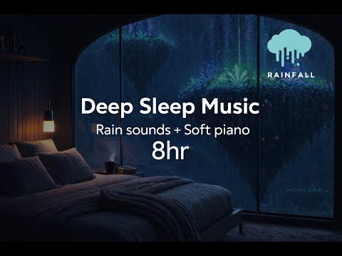 LIVE 8hr • NO Ads • Rain Sounds with Soft Piano for Deep Sleep, Stress Relief, Relaxing Night