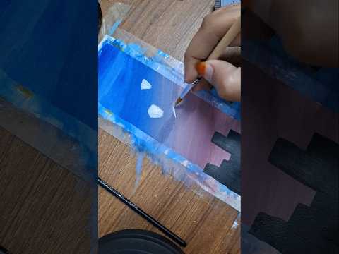 🏮 ফানুস - DIY Bookmark Painting Timelapse : Dreamy Night Sky View with Paper Balloon #painting #art