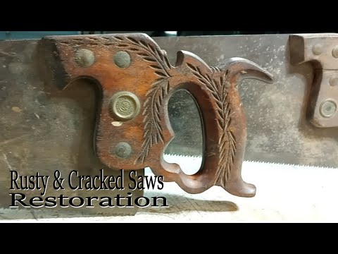 Disston and Simonds Rusted/Cracked Antique Saws Restored - Teeth Jointed, Set and Sharpened