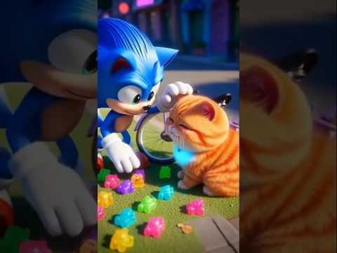 OMG🙀 Cat Gummy Bear Rescue | Sonic Saves  The Day And Shares The Treats❤#shorts #cat #kitten #funny