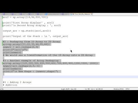 The Programming Zone Part 6 | NumPy Package Part 2 | 2D Arrays, Stack and Reshaping