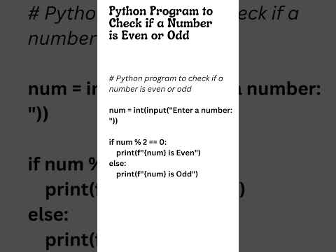 Python Program to Check if a Number is Even or Odd #python #pythonbasics #pythontutorial
