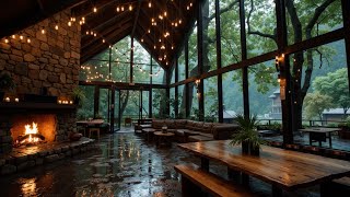 Ultimate Comfort: Cabin Cafe, Rainy Afternoon, Warm Fire, Smooth Jazz & Serene Vibes