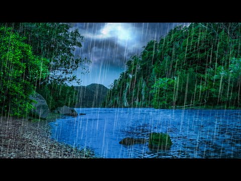 Soothing River Sounds & Thunderstorm Ambience | Rain White Noise for Sleeping