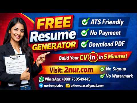 Best Free Resume Generator Website | ATS Friendly CV Maker Online #FreeResumeGenerator#FreeResume