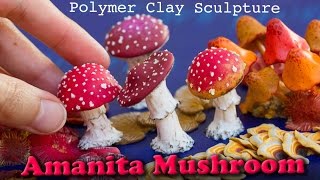 Polymer Clay Amanita Mushroom Sculpture // How to Sculpt Tutorial
