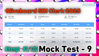 SBI Clerk Live Mock Test Oliveboard | Oliveboard SBI Clerk Mock Test - 9 | #sbi