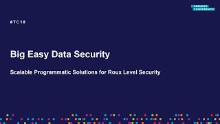 Big Easy data security | Scalable programmatic solutions for roux level security (Repeated)