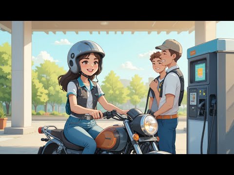 Getting gas for a motorbike-English Listening Practice for Beginners