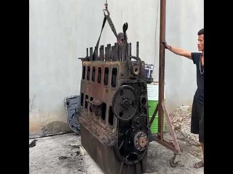 Restoring A Marine Engine Severely Damaged By Saltwater Intrusion  #enginerebuild #shorts
