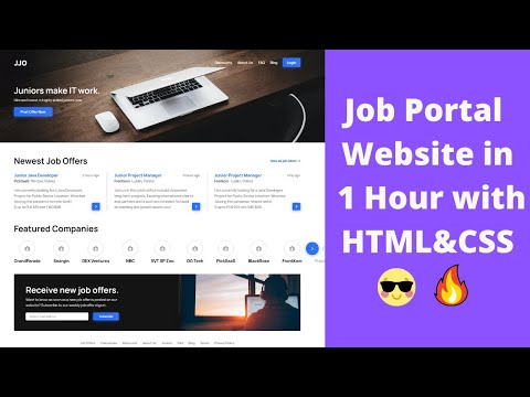 🔴One Page Job Portal Landing Page Website Design with HTML&CSS [HTML and CSS Website Design Tutorial