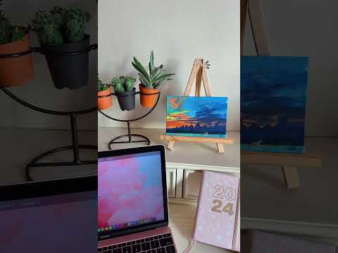 POV: you have to a photographer of your own artwork 🥹 #artistonyoutube #skyart #sunsetart #painter