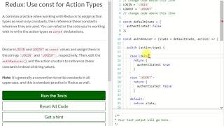 FCC: Redux: Use const for Action Types (8)
