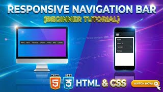 Create a Responsive Navigation Bar Using HTML & CSS | Beginner Friendly Tutorial