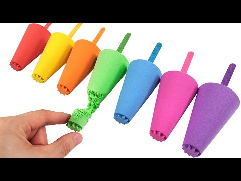 Satisfying Video l How to make Rainbow Parasol Cake with Kinetic Sand & Wooden Stick Cutting ASMR #1