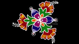 Awesome simple and easy rangoli design with 5*3dots | Trendyanimation | latest rangoli designs |