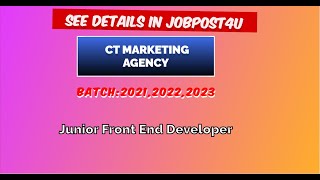 Junior frontend Developer #fresherjobs #jobvacancy #job4freshers