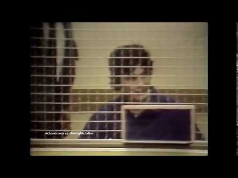 Richard Ramirez stands behind a wire cage at Santa Ana Courtroom. (rare footage)