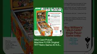 Wild Card Pinball Machine FLYER Original 1977 Retro Game Art 8.5" x 11" Vintage