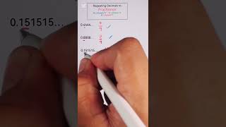 Repeating Decimals to Fractions #decimaltofraction #tutorial #mathtutorial #lifestyletv #shorts #fyp