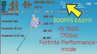 Fortnite Performance-mode Benchmark r5 7600 + 7700xt Creative and Battle Royale